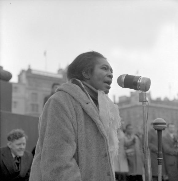 Claudia Jones addresses crowds, Trafalgar Square: 1962