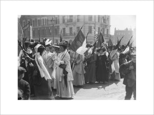 Suffragettes in a procession to promote the Women's Exhibition; 1909