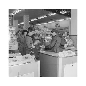 Rose Grant (Henry Grant's wife) shops in a Premier Supermarket store, c.1961