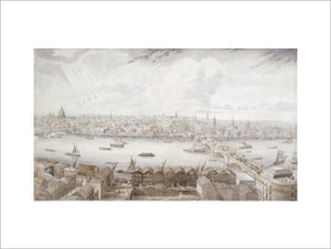 New London Bridge and the City from the tower of Southwark Cathedral: 1835