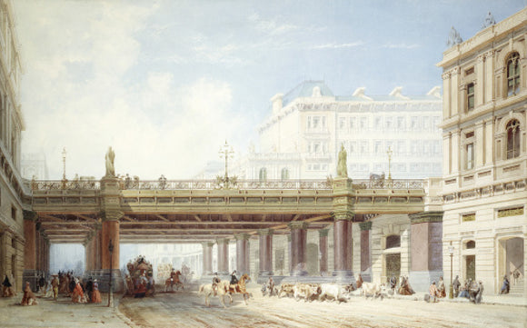 Holborn Viaduct from Farringdon Street: 19th century