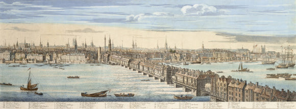 Panorama of of the north bank of the Thames: 1749